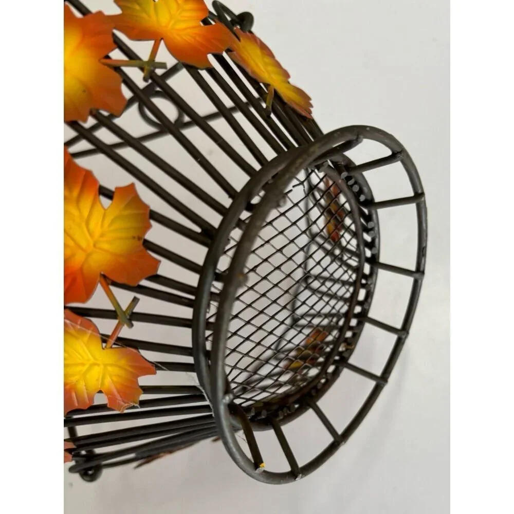 Decorative Metal Basket Fall‎ Leaf Design Black Wire Leaves